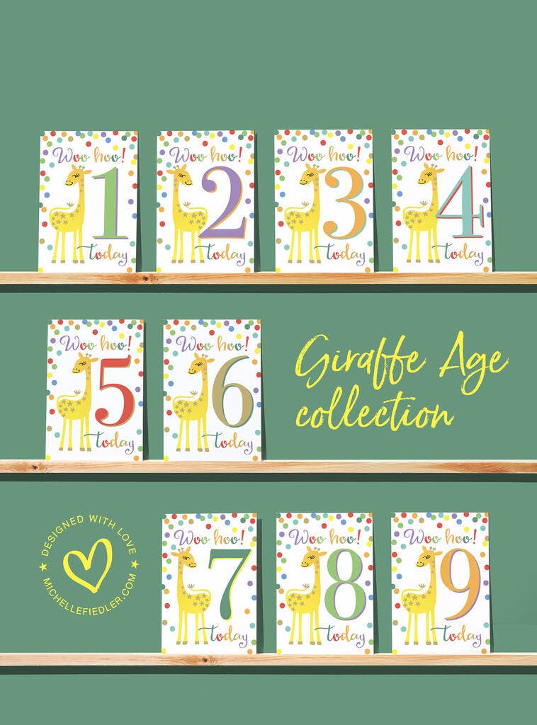 Giraffe 6th Birthday Card