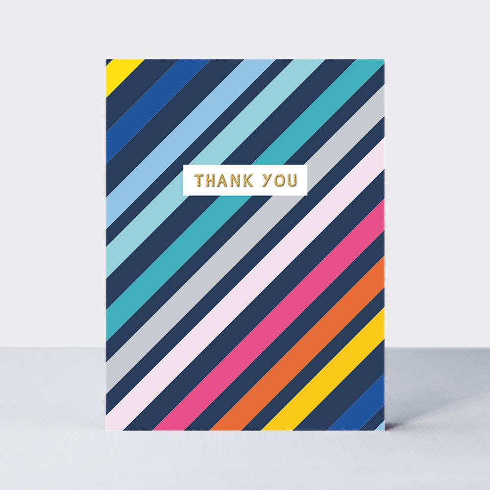Foiled Pack of notecards - Thank You Stripes. Pack of 10