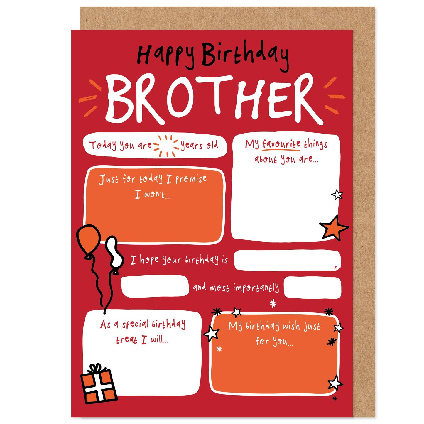 Brother Fill In The Blanks Birthday Card