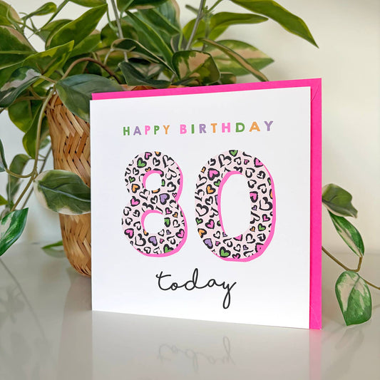 Leopard Love 80th Birthday Card