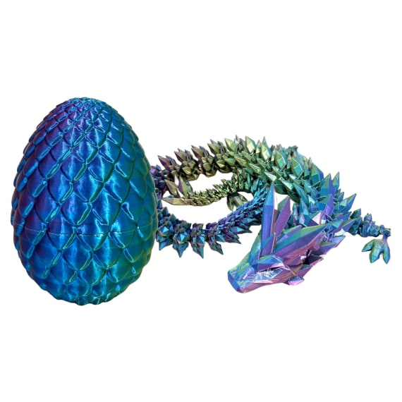 Purple Blue Green 3D Printed Dragon in Egg