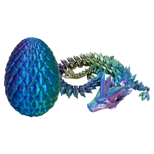Purple Blue Green 3D Printed Dragon in Egg