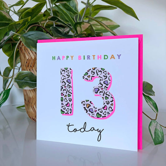 Leopard Love 13th Birthday Card