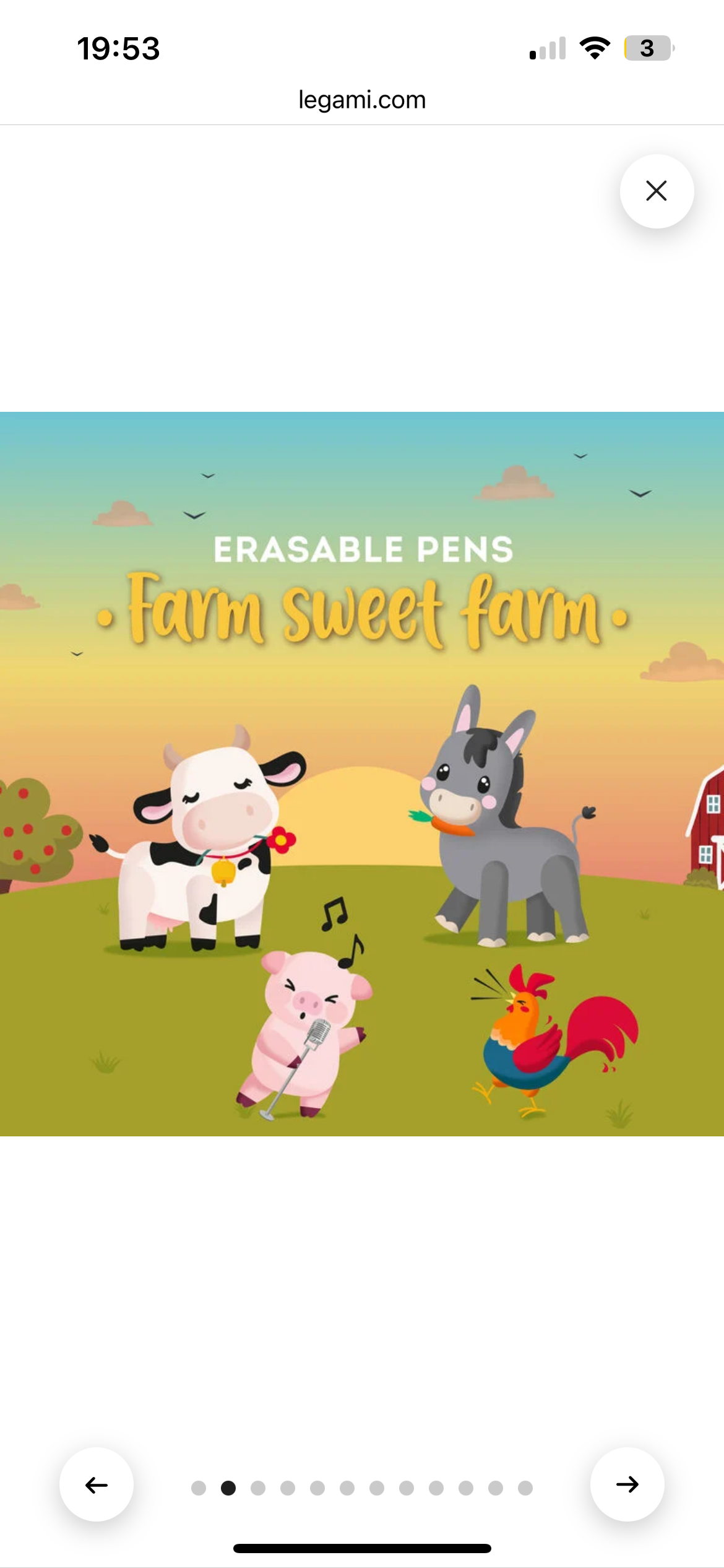 Legami Farm Sweet Erasable Gel Pens – Set of 4 (Cow, Pig, Donkey, Rooster)