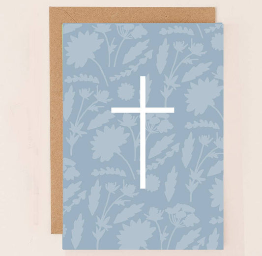 Apple and Clover Religious Card with Blue Background