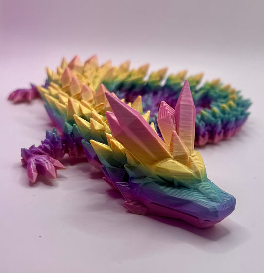 A rainbow 3D pritned dragon
