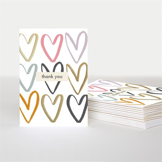 Gold Foil Hearts Thank You Pack of 10 with Gold Foiling