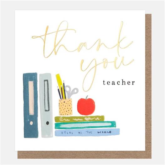 Thank You Teacher Books Pencils and Apple by Caroline Gardner