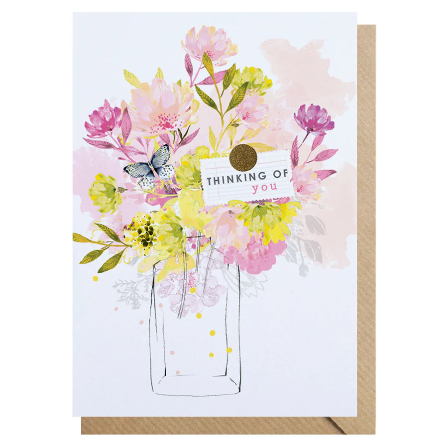 Thinking of you -Flowers in Vase Greeting Card