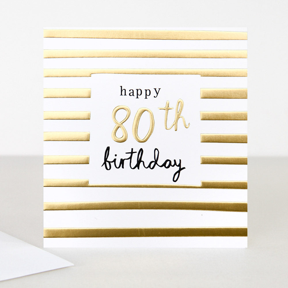 Happy 80th Birthday Greeting Card by Caroline Gardner