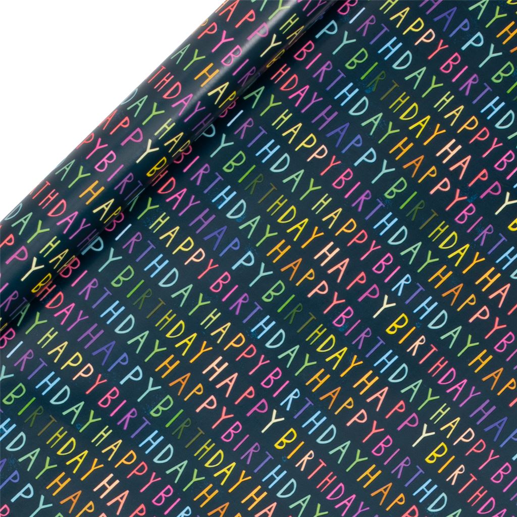Stylish navy colourful Happy Birthday Roll Wrap 4Metres