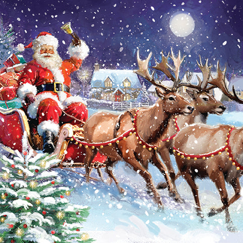 Pack of 6 Charity Christmas Cards - Santa's Sleigh