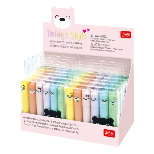 Legami Teddy' S Style - Set Of 6 Mini Pastel Highlighters