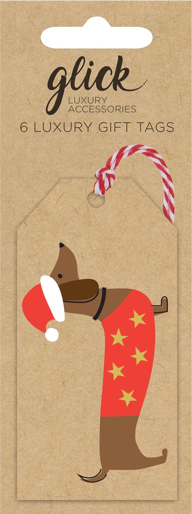 MULTIPACK TAG (6) TOM CHRISTMAS DACHSHUND KRAFT