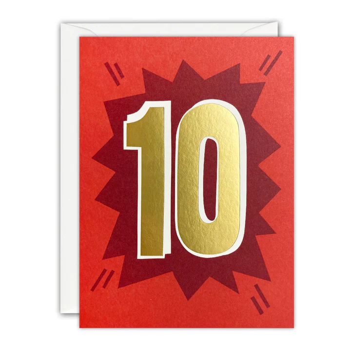 Age 10 Small Colourful Greeting Card