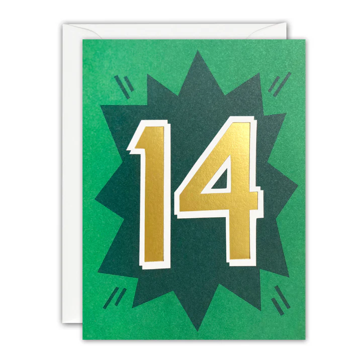 Age 14 Small Colourful Greeting Card
