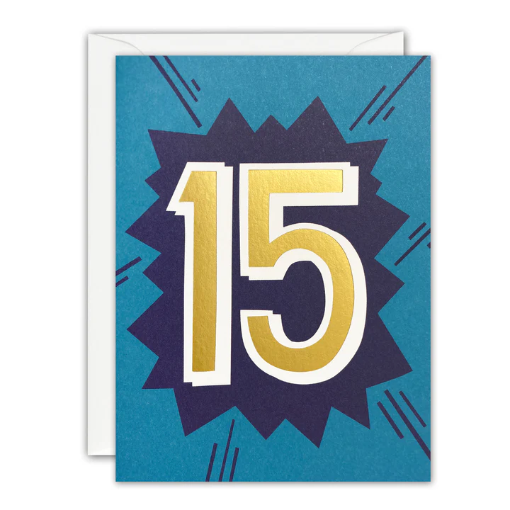 Age 15 Small Colourful Greeting Card
