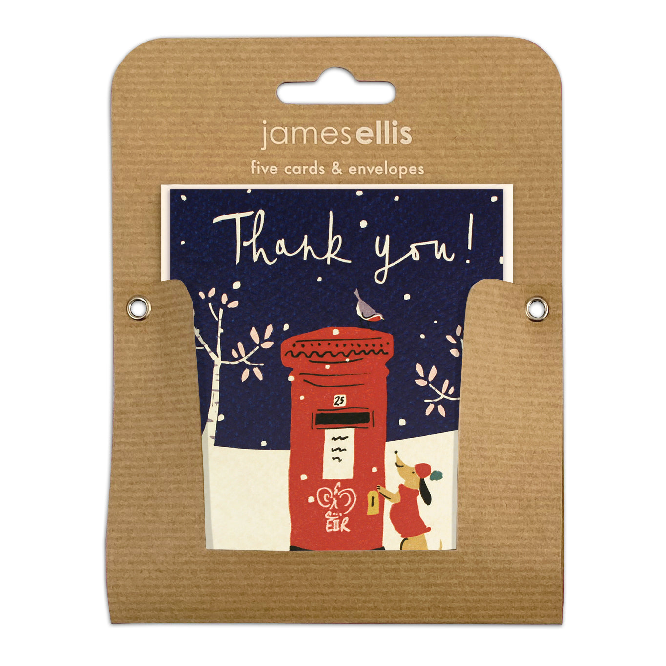 Pack of 5 cards - Dog and Postbox Thank you Card