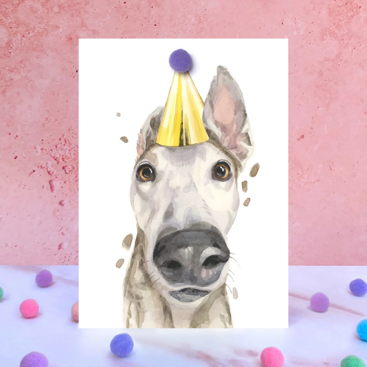 Greyhound Party Hat Greeting Card