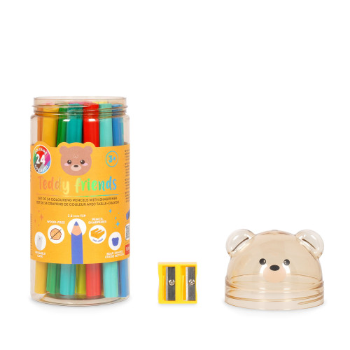 Legami Teddy Bear Colouring Pencils - 24 Colouring Pencils with sharpener
