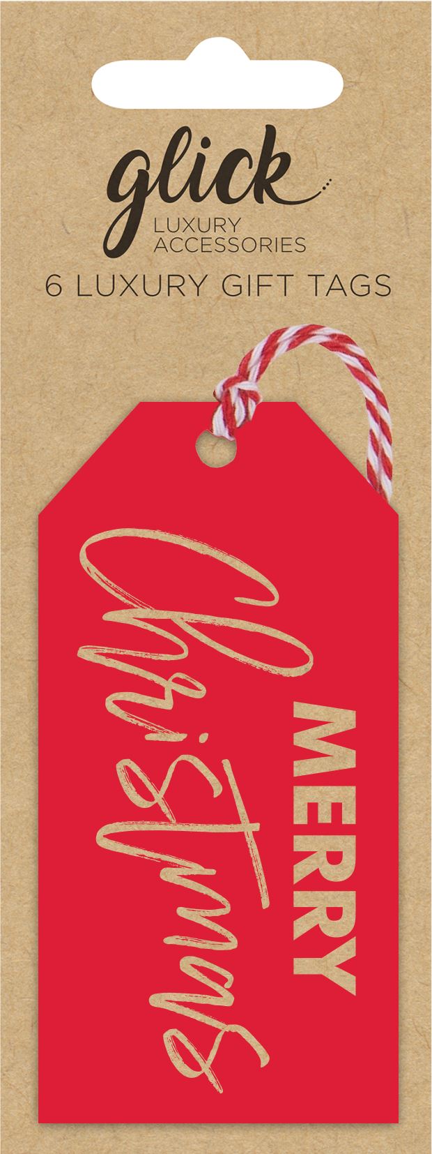 MULTIPACK TAG (6) MERRY CHRISTMAS RED KRAFT