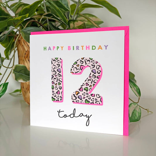 Leopard Love 12th Birthday Card