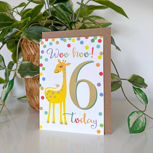 Giraffe 6th Birthday Card