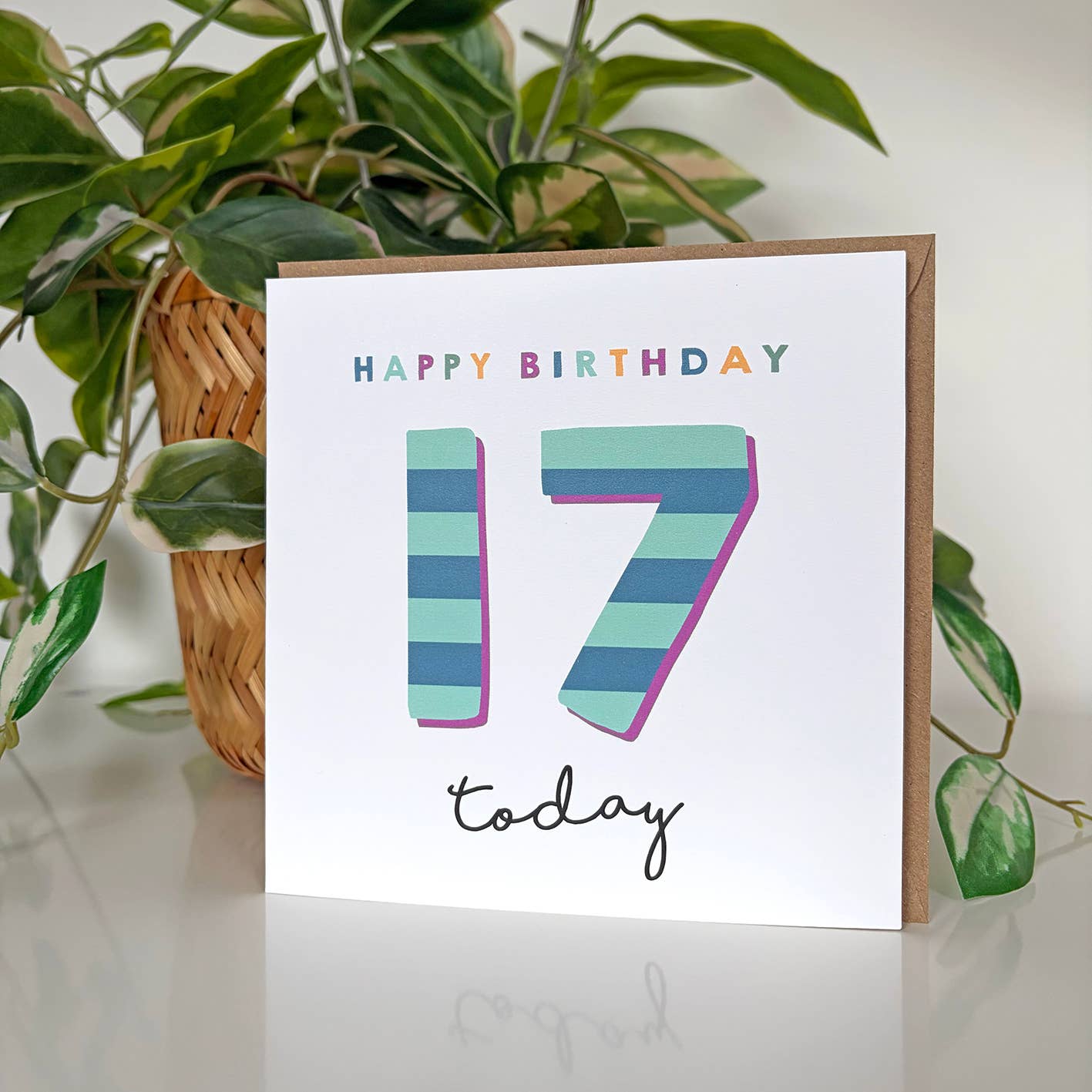 Candy Stripe 17th Birthday Card