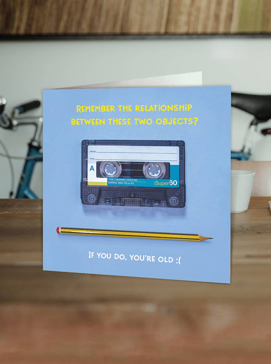 Funny Birthday Card - Cassette Tape Retro Greetings Card
