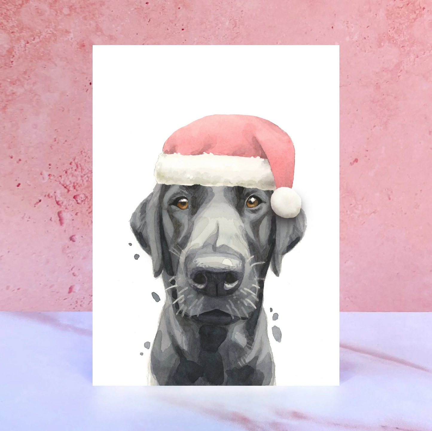 Black Labrador Santa Hat Greeting Card