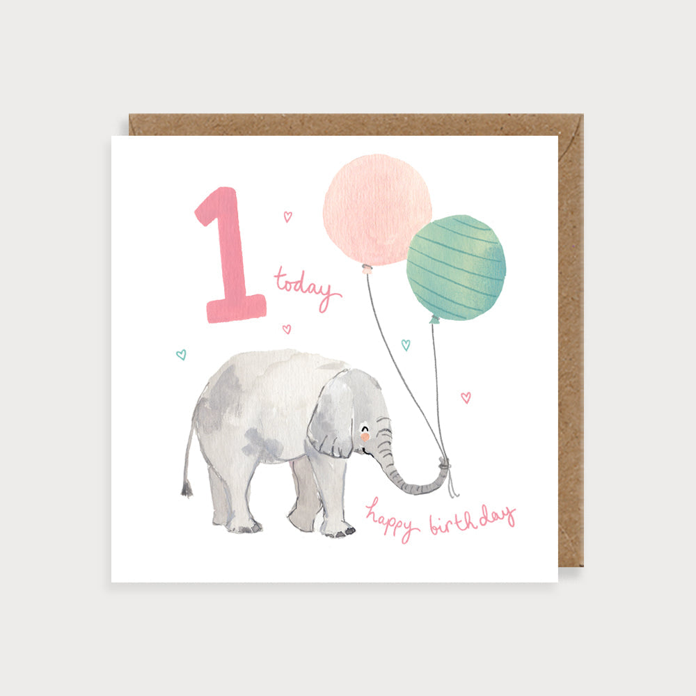 First Birthday Elephant Greeting Card