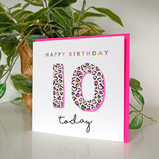 Leopard Love 10th Birthday Card