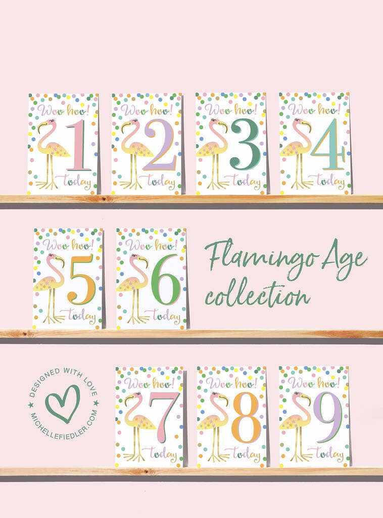 Flamingo 7th Birthday Card