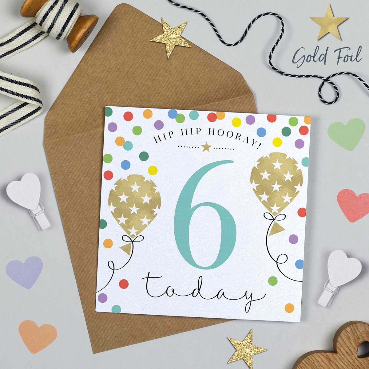 Balloon Brights 6th Birthday Card