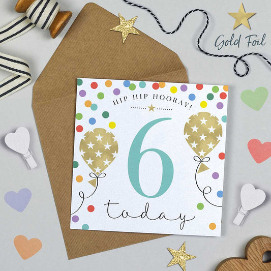 Balloon Brights 6th Birthday Card
