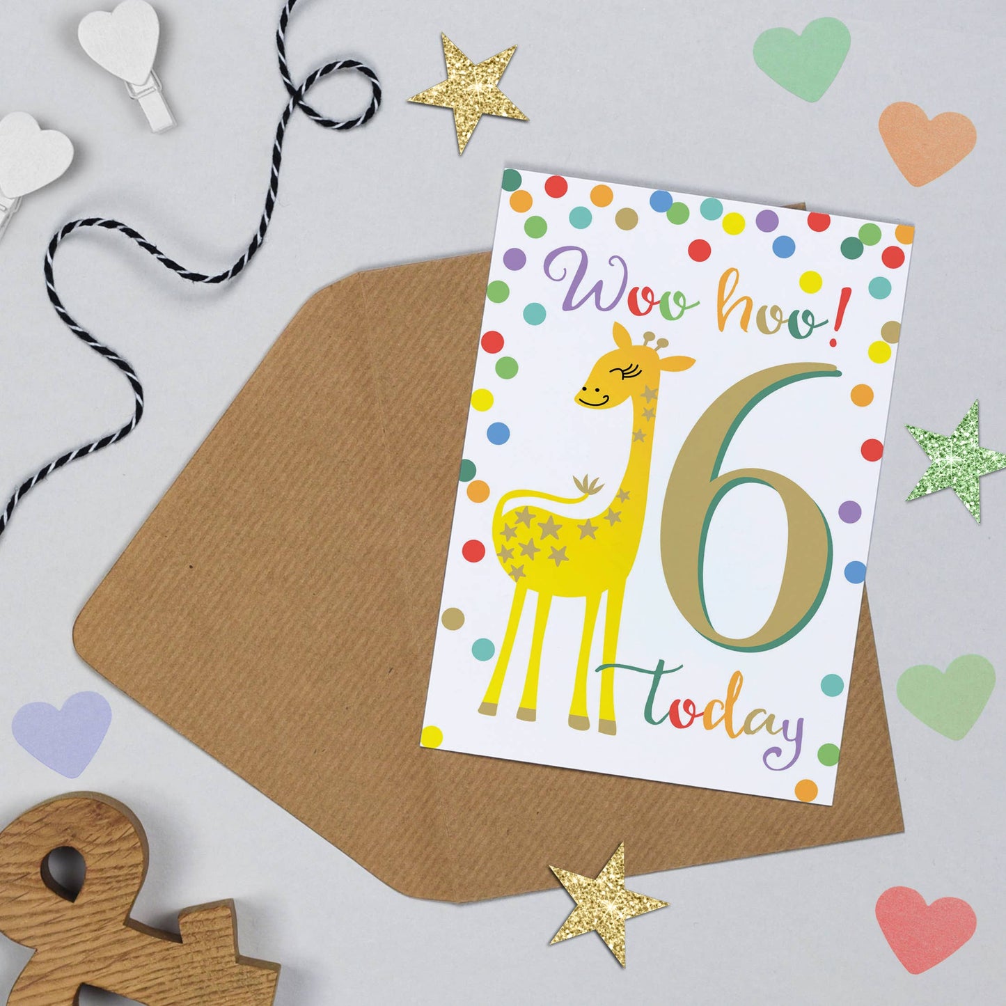 Giraffe 6th Birthday Card