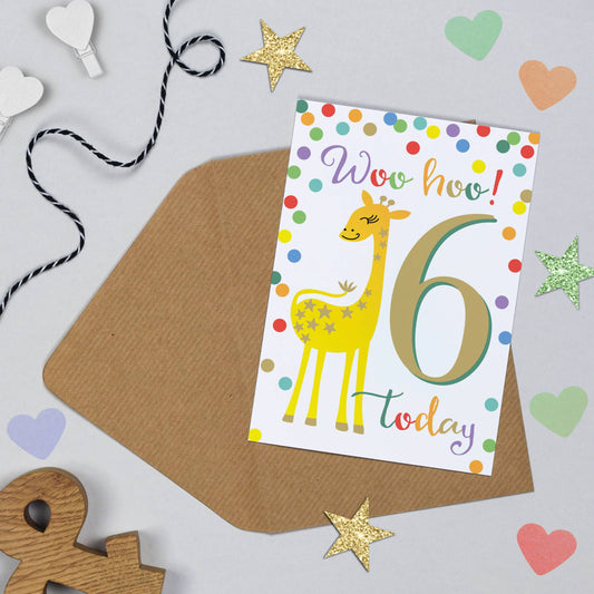Giraffe 6th Birthday Card