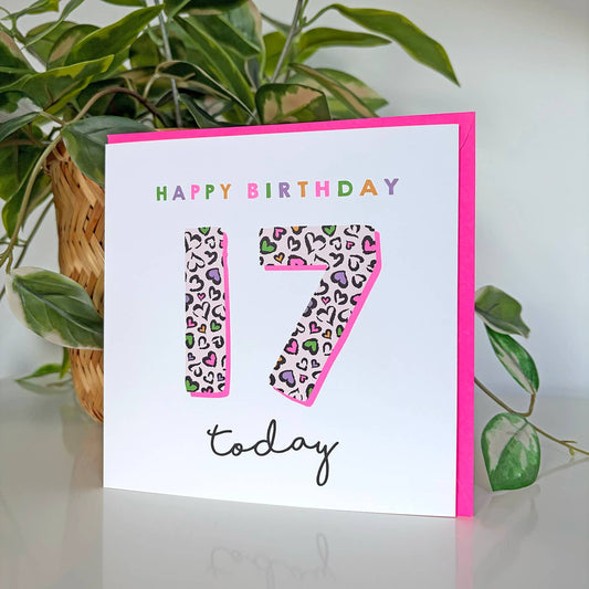 Leopard Love 17th Birthday Card