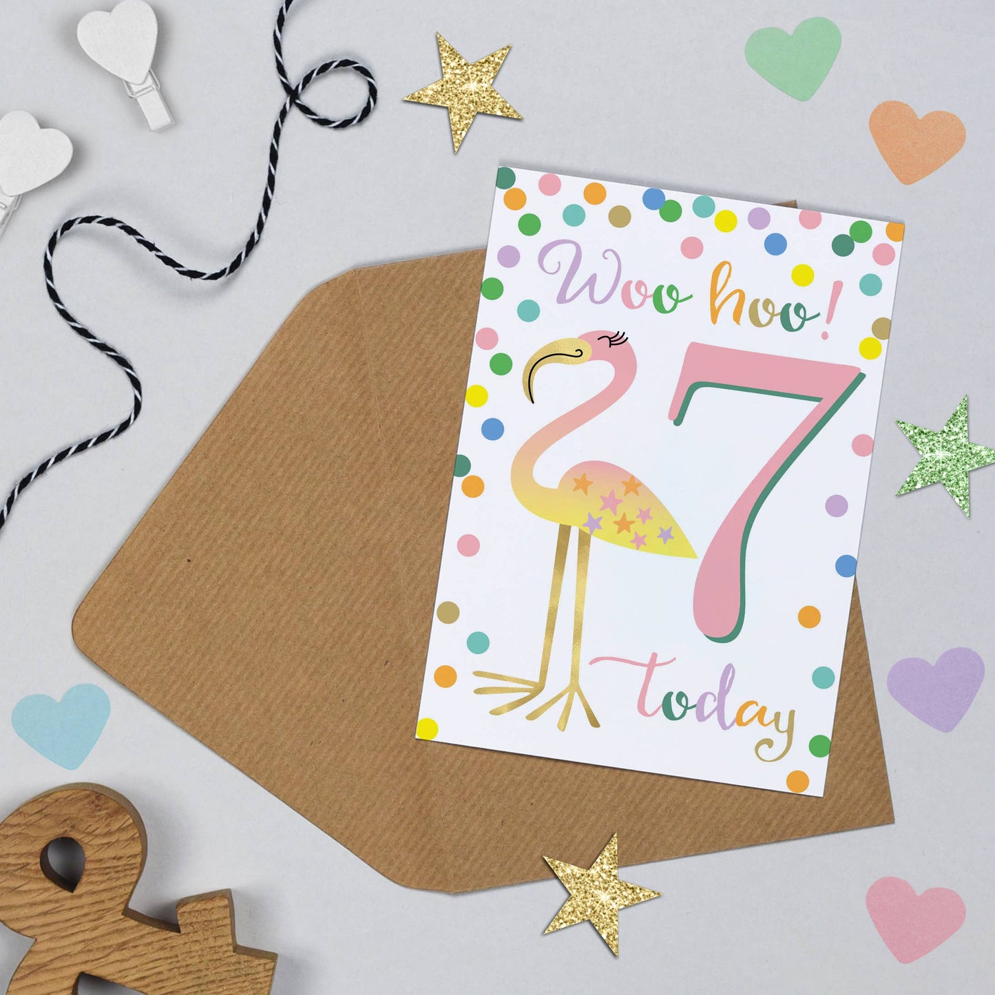Flamingo 7th Birthday Card