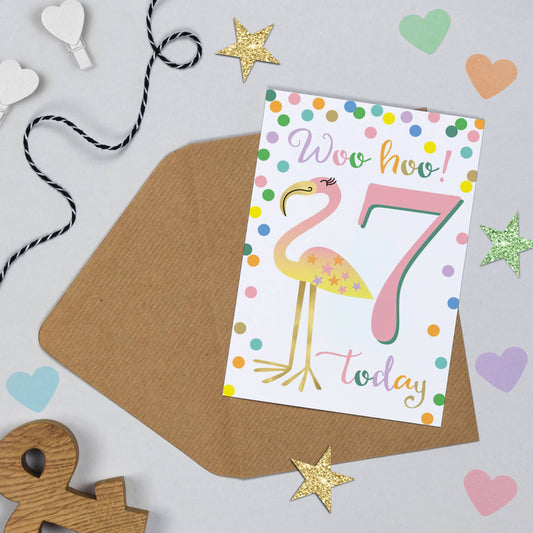 Flamingo 7th Birthday Card