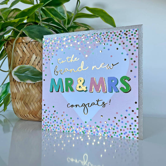 Celebration Brand New Mr and Mrs Gold Foil Card
