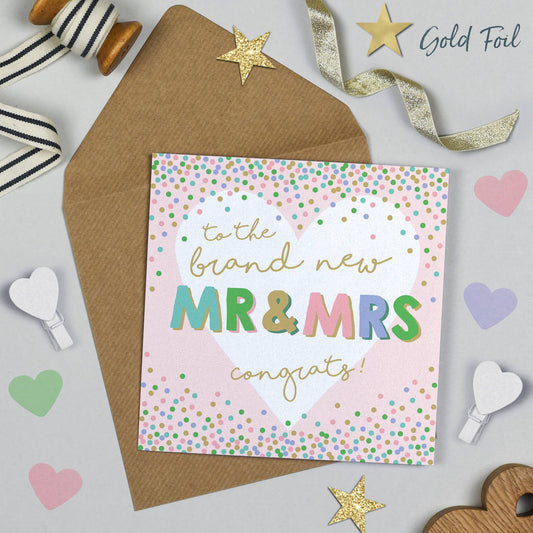 Celebration Brand New Mr and Mrs Gold Foil Card