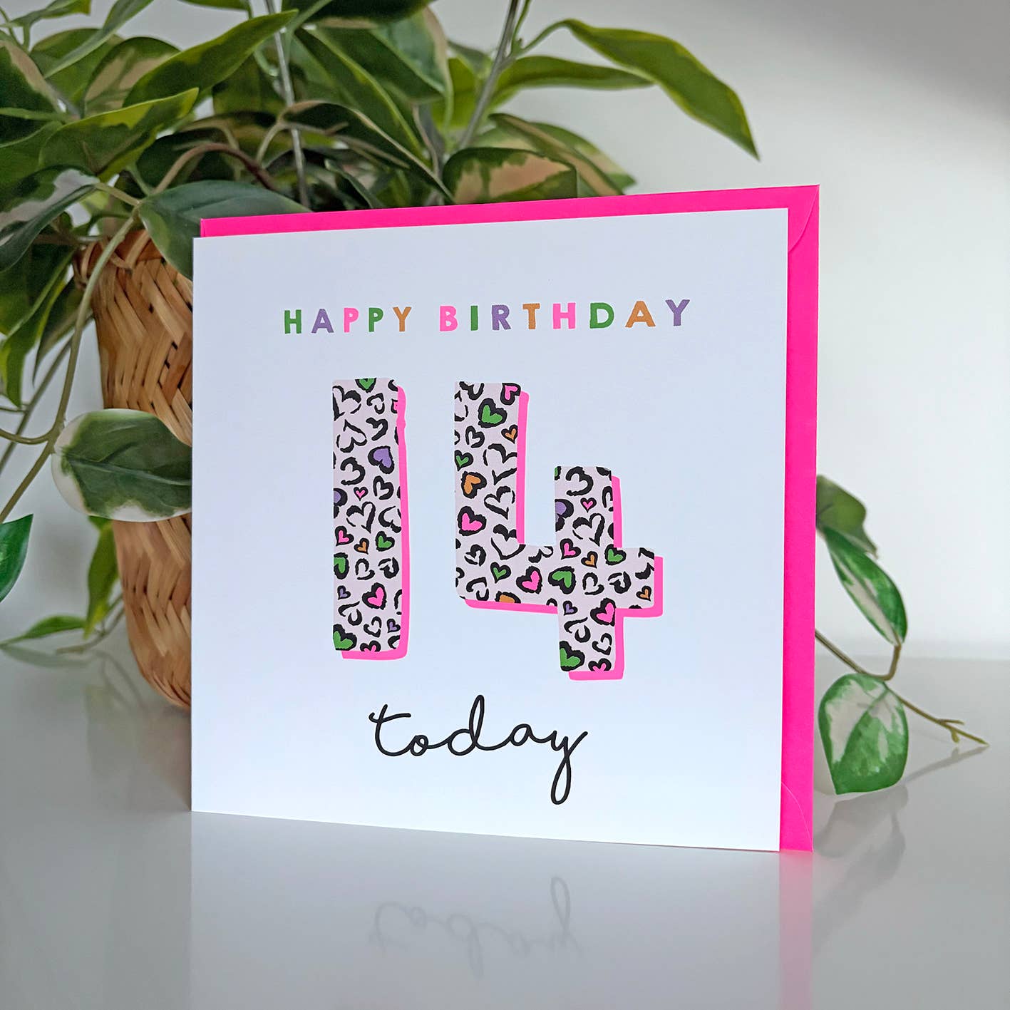 Leopard Love 14th Birthday Card