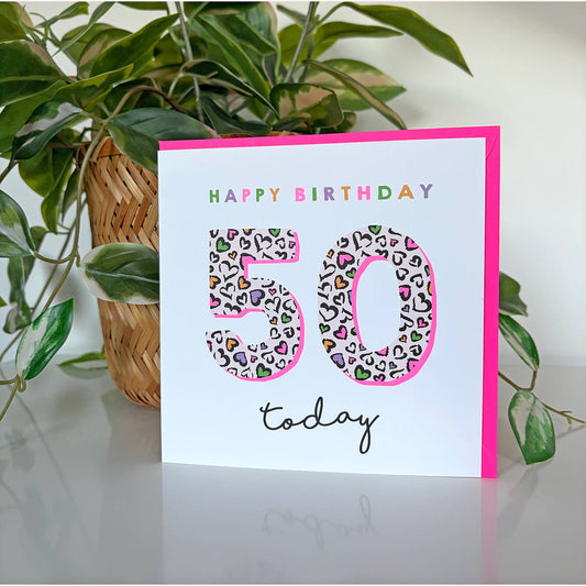 Leopard Love 50th Birthday Card