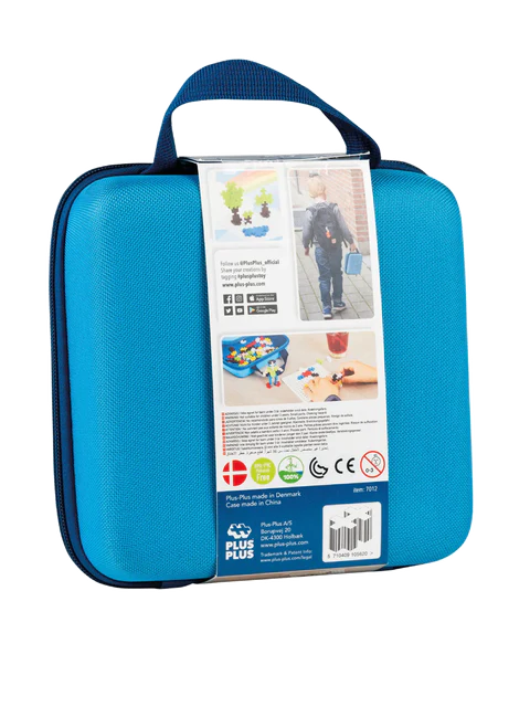 Plus Plus Blue Travel Case with travel board and 100 pieces