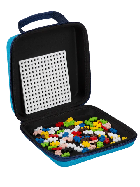 Plus Plus Blue Travel Case with travel board and 100 pieces