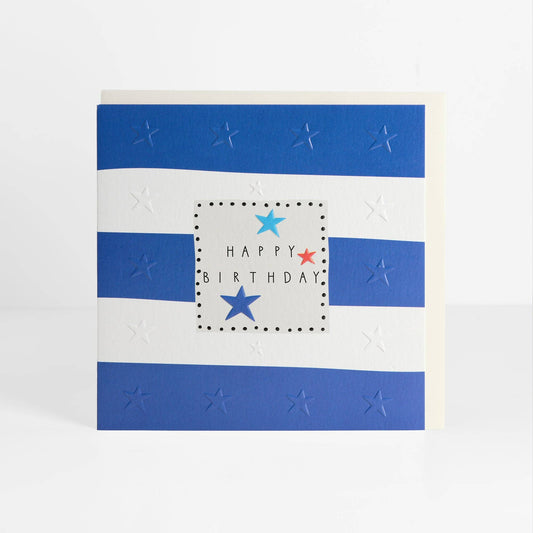 Happy Birthday Stripes - Debossed and Textured Striking Birthday Card