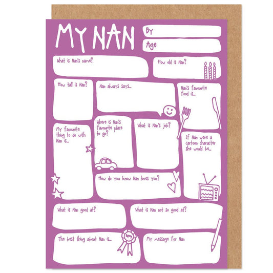 Personalised Nan Fill In The Blanks Greetings Card