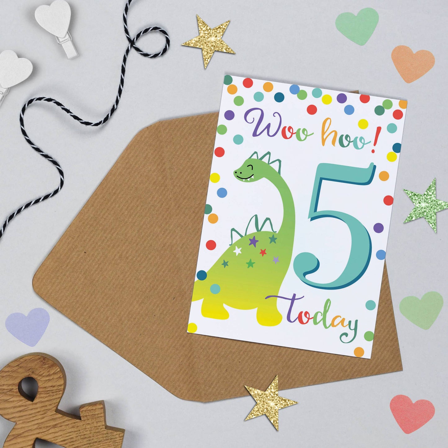 Dino 5th Birthday Card