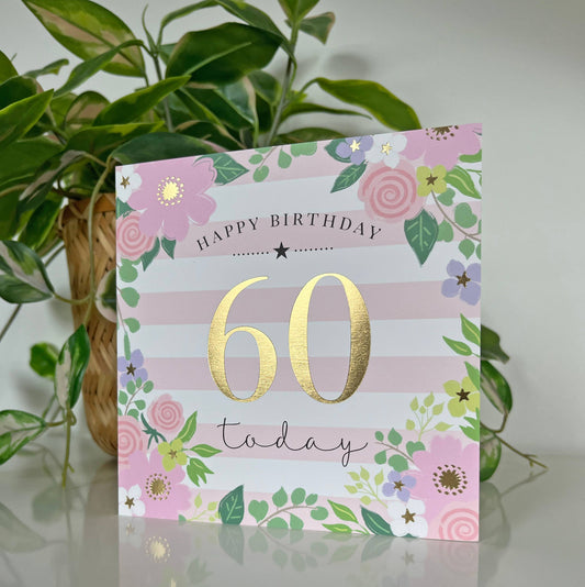 Milestone Floral and Stripes 60th Birthday